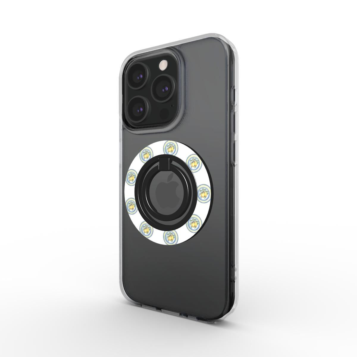 Ring holder on phone, angled
